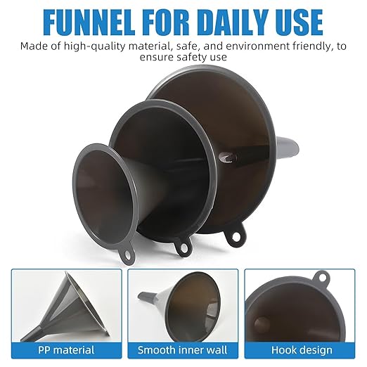 Plastic Kitchen Funnel Set of 3, Round Kitchen Funnels - Image 3