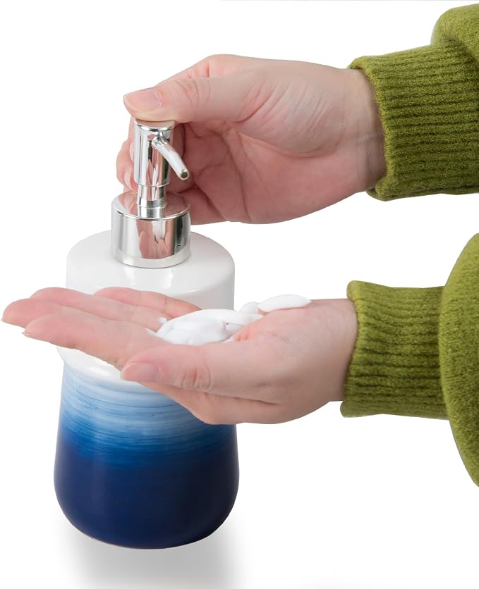 Navy Blue Ceramic Soap Dispenser - Image 6