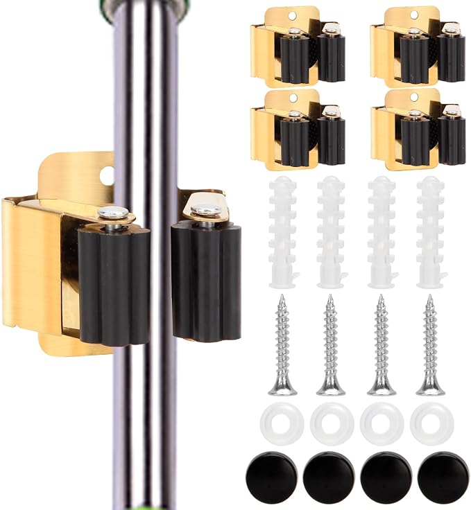 4pcs Anti-Slip Broom and Mop Holder, Wall Mounted Utility Rack by blueden