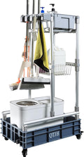 Rolling Cleaning Cart with Mop & Broom Organizer ， Convenient Storage Cart by QTJH
