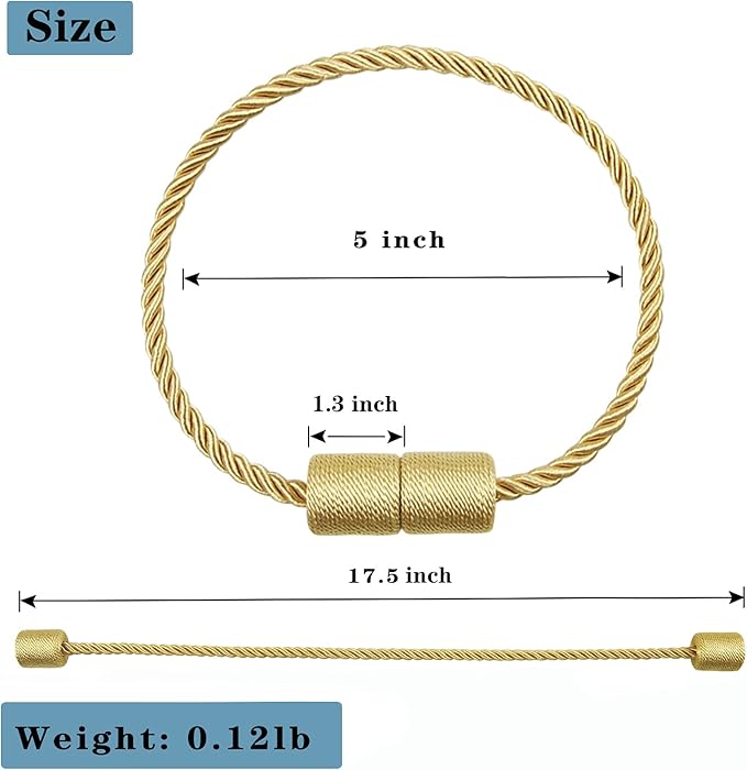 6 Pack Gold Strong Magnetic Curtain Tiebacks Outdoor Elegant Decorative Tie - Image 2