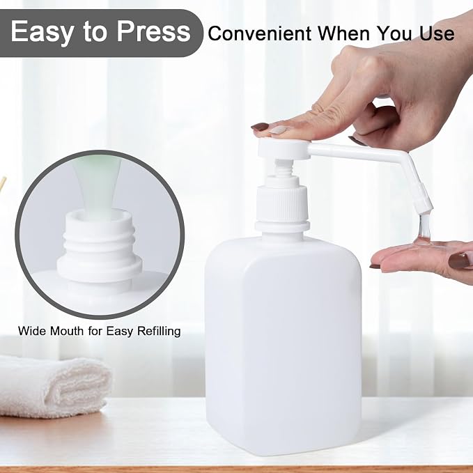 Pump Bottles Dispenser 16.9oz/500ml, 4 Pack Empty Plastic Hand Soap Shampoo - Image 3