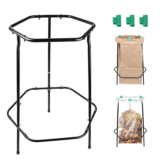 Garden Trash Bag Holder Stand, Metal Leaf Bag Holder, Frame Holds 30-55 Gallon by ZPMOCKAQ