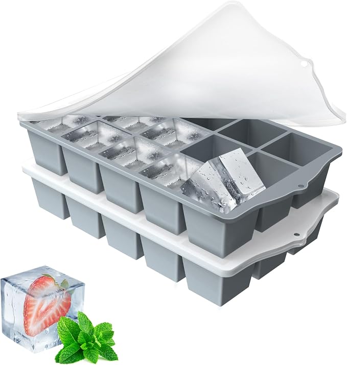 Silicone Ice Cube Tray, 2 Pack Easy-Release Stackable Ice Trays by Unknown