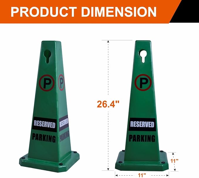 4-Pack 26.5" Caution Cones, 4-Sided Visible Safety Signs - Image 3