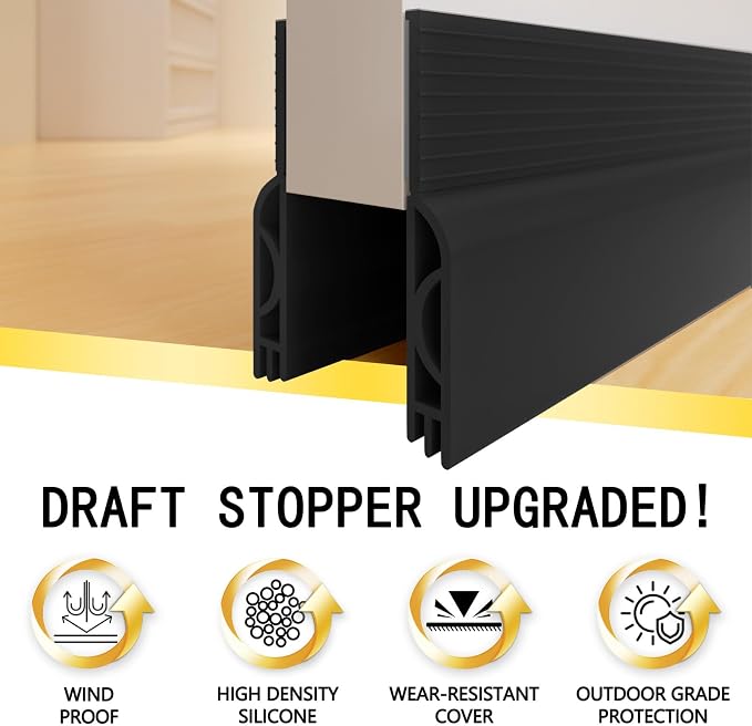 Door Draft Stopper, Door Sweep for Bottom of Door, Weather Stripping Door Seal - Image 2