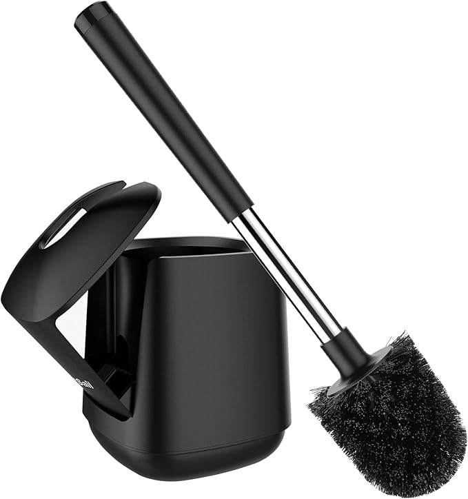SetSail Toilet Brush and Holder, Self Closing Lid Toilet Bowl Brushes Holder by SetSail