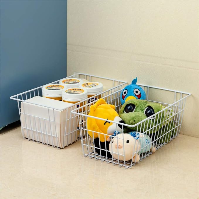 SANNO Freezer Baskets Pantry Storage Bins, Farmhouse Wire Storage Baskets - Image 3