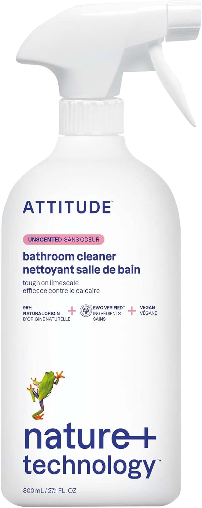 ATTITUDE Bathroom Cleaner Spray, EWG Verified, Plant-Based & Vegan, Safe by ATTITUDE