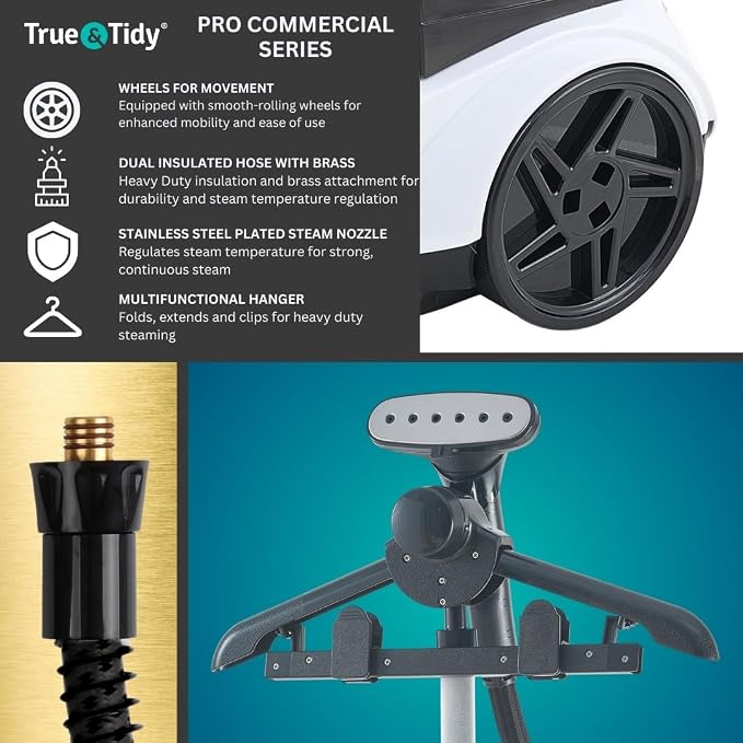 True & Tidy Heavy Duty Commercial Full Size Standing Garment Steamer - Image 2