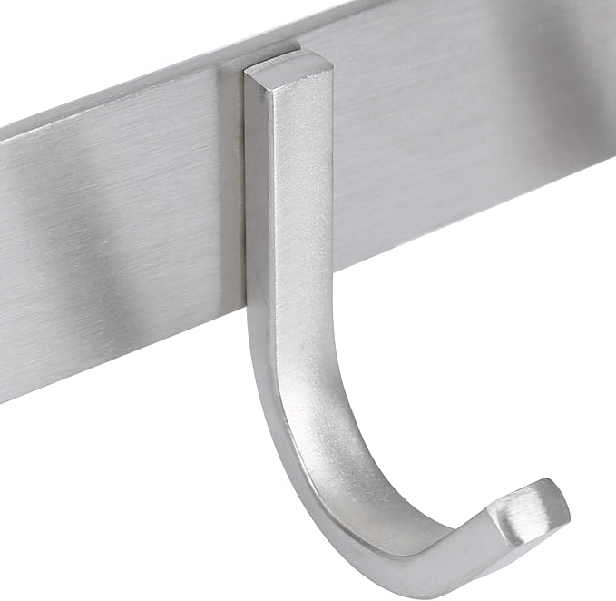 Towel Hook Rack Brushed Nickel 17-Inch Coat Hook Rail Wall Mounted - Image 4