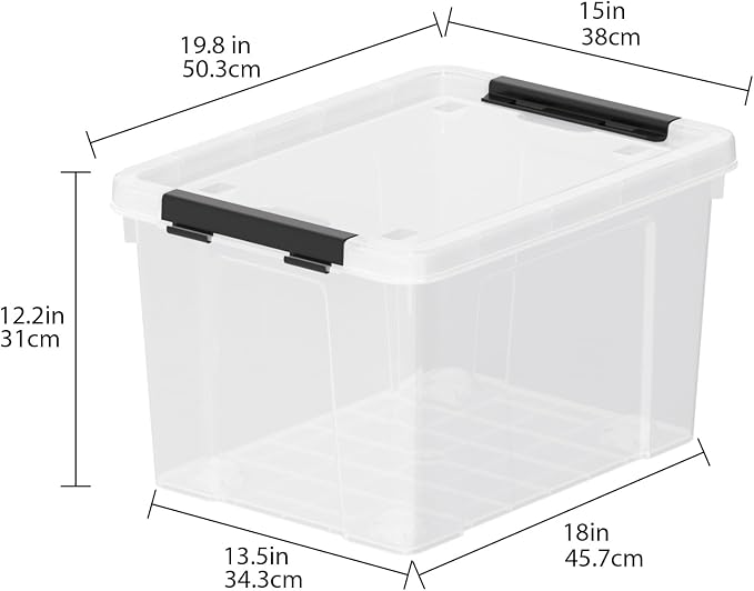 4-Pack 50 Quart Large Clear Storage Box, Plastic Storage Latch Bin - Image 2