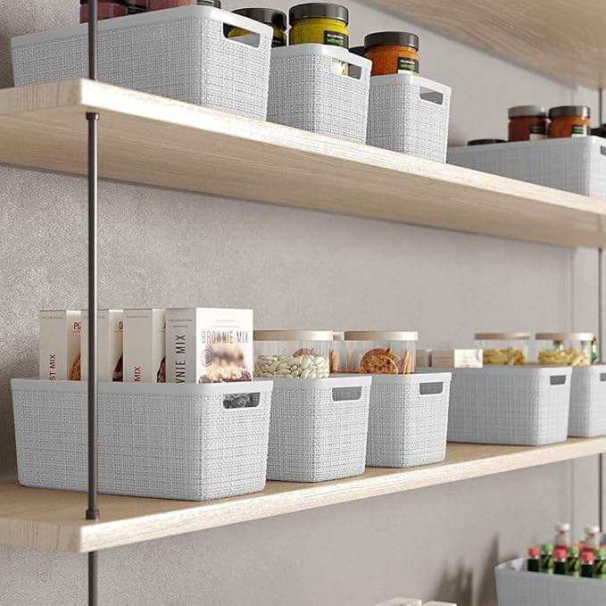 Curver Jute Decorative Plastic Organization and Storage Basket Perfect Bins - Image 5