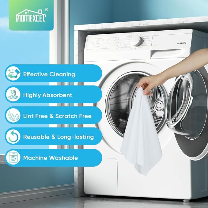 HOMEXCEL White Microfiber Cleaning Cloth, 24 Pack Cleaning Towels - Image 6