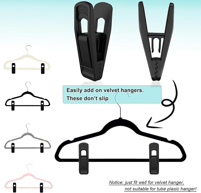 Hanger Clips Perfect for Velvet Hangers, Non-Slip Plastic Clips Pant Skirt - Image 3