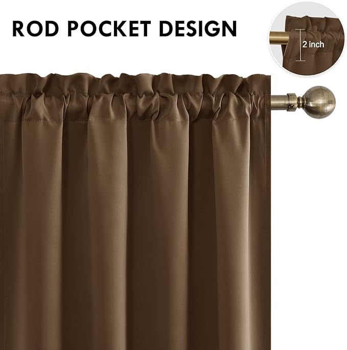 DWCN Brown Blackout Curtains for Small Window, Thermal Insulated Energy Saving - Image 3