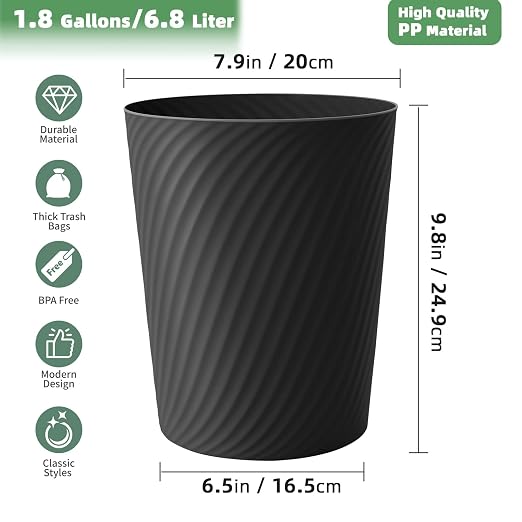 Small Trash Can 3 Pack 1.8 Gallons, Bathroom Trash Can & Garbage Can - Image 5