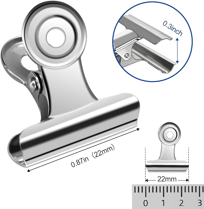 30 Pack Small Bull Clips 0.87 Inch Mini Metal Hinge Clips Binder Paper Hinge - Image 2