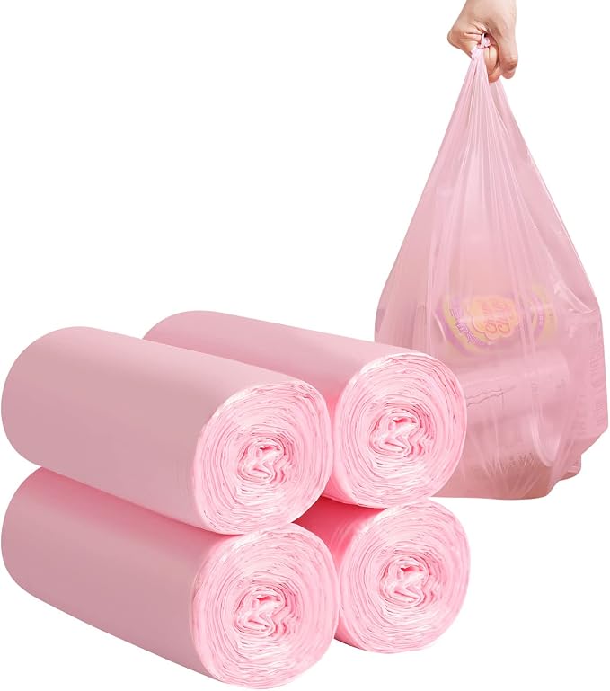 2-4 Gallon Portable Trash Bags, Bedroom Trash Can, Strong Trash Bags（Pink） by Yourlifelittleassistant