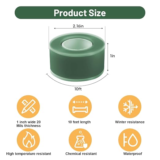 Self Fusing Silicone Tape 2 Rolls 1 in x 10' Green Waterproof Rescue Tape - Image 2