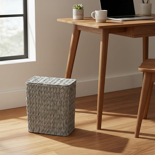 3 Gallon Wicker Trash Can, Waterproof Slim Waste Basket - Image 5