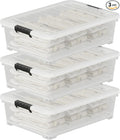 52 Quart Large Plastic Underbed Latching Storage Box, 3 Packs by Ponpong