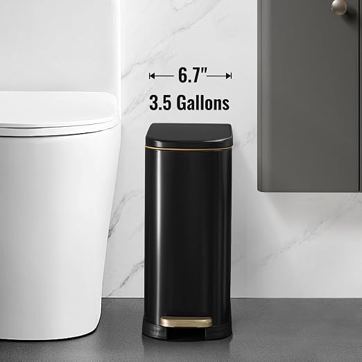Bathroom Trash Can with Soft-Close Lid 3.5 Gallon Stainless Steel Garbage Can - Image 3