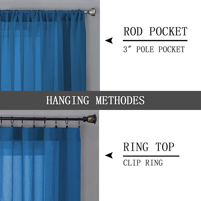 Tollpiz Sheer Tier Curtains Kitchen Linen Textured Half Curtain Sheers Light - Image 5