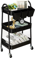 danpinera 3-Tier Rolling Cart, Metal Rolling Storage Cart by danpinera