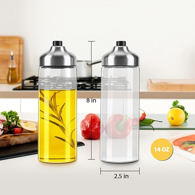 Aelga Olive Oil Dispenser - 14 OZ Glass Oil and Vinegar Dispenser Bottles Set - Image 5