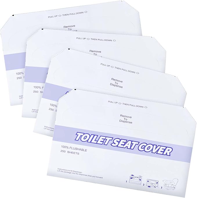 4 Pack Disposable Toilet Seat Covers Flushable Paper Toilet Seat Cover by KISEER