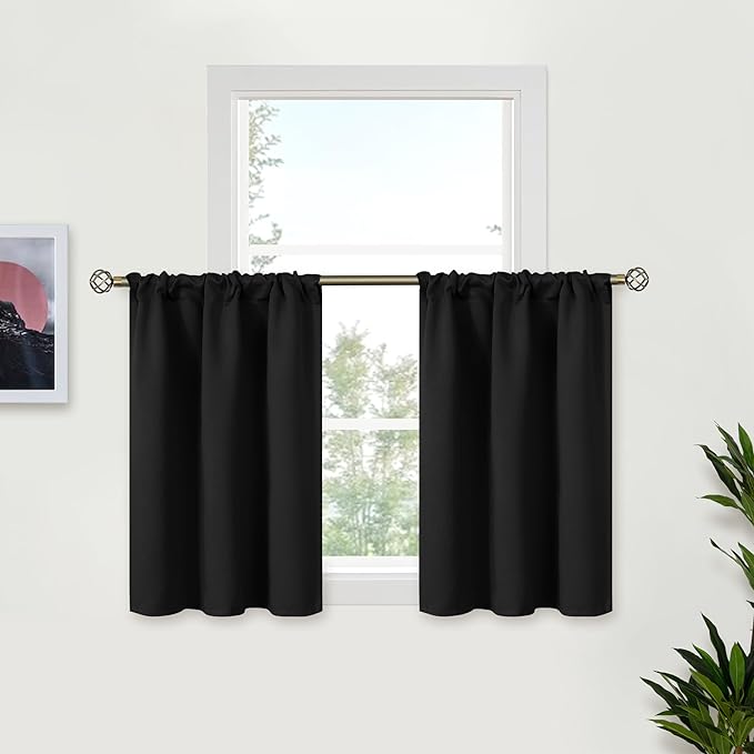 BGment Black Small Curtains 30 Inch Length by BGment