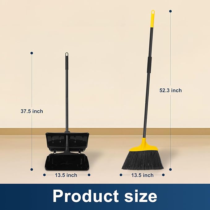Indoor/Outdoor Heavy Duty Broom and Dustpan Set, Upright Plastic Commercial - Image 5