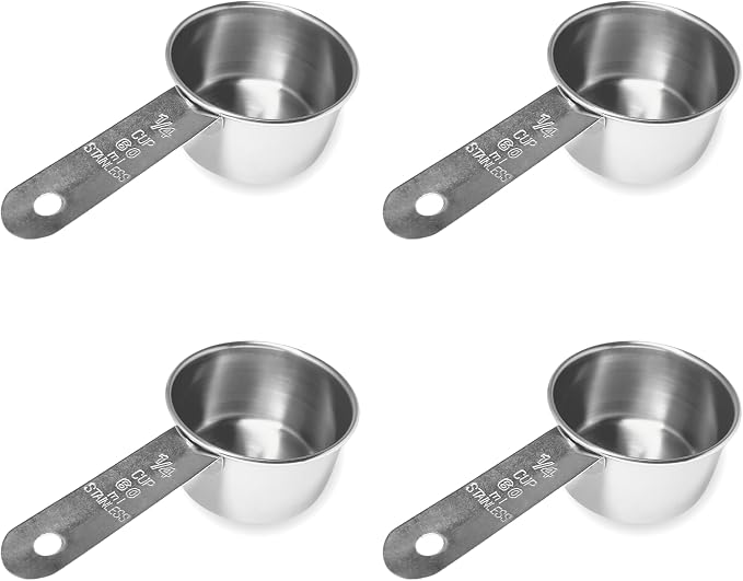 1/4 Cup Stainless Steel Measuring Cup | Sturdy Metal 60 ml | 60 cc | 2 oz | by Knupp+Co.
