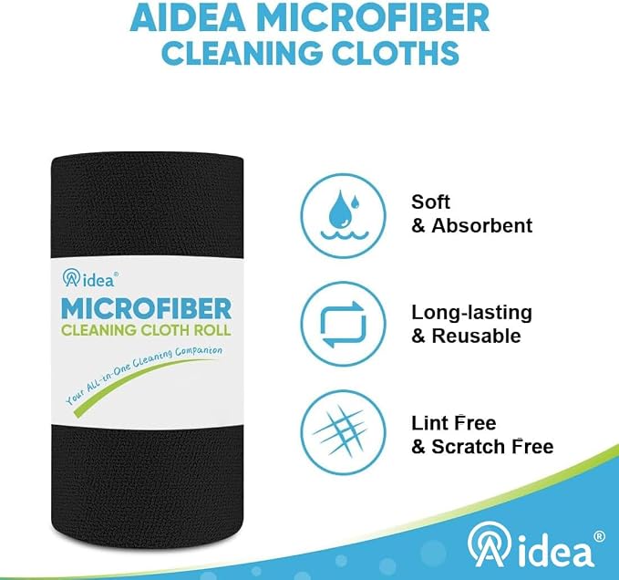 AIDEA Microfiber Cleaning Cloth 330 Sheets 6 Roll, Shop Rags Washable, Cleaning - Image 3
