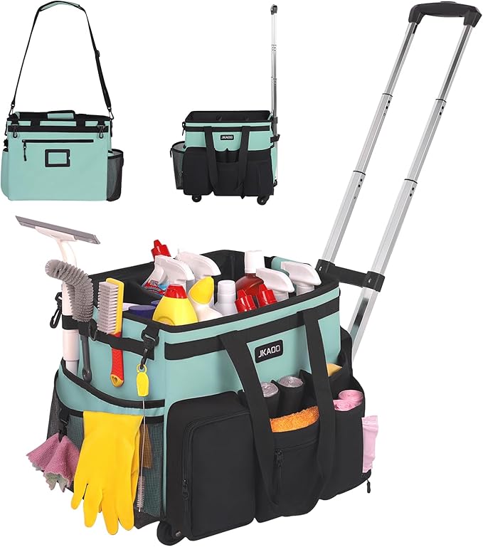 Large Rolling Cleaning Caddy Bag by JKAOO