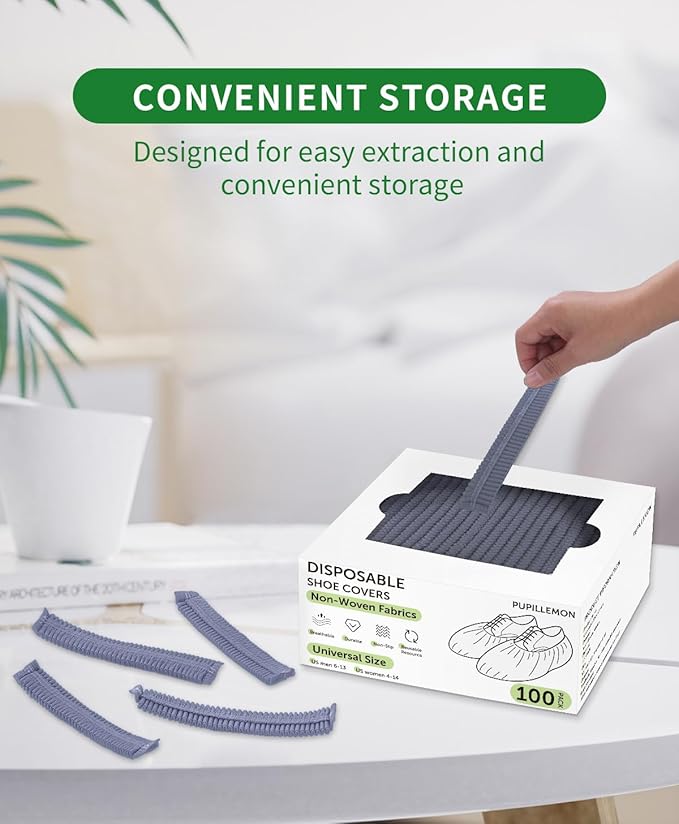 100Pcs Non-Woven Shoe Covers Disposable Non Slip - Image 2