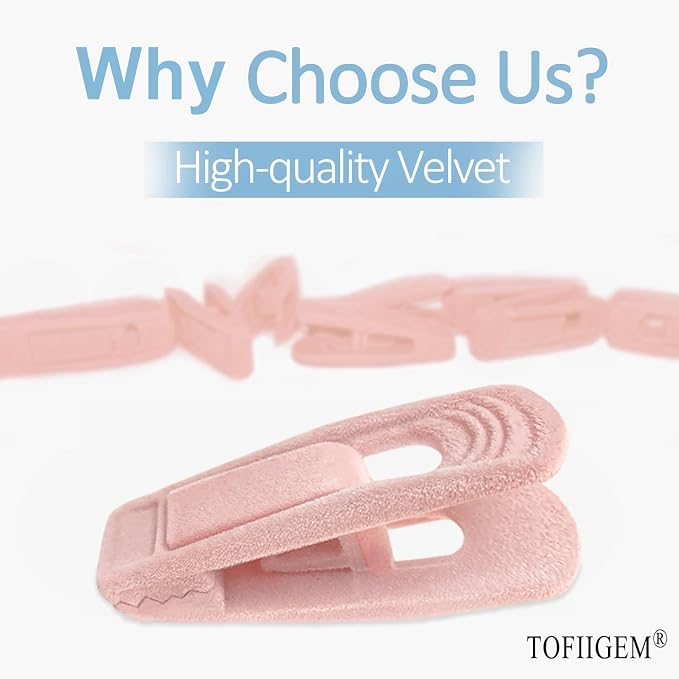 Light Pink Velvet Hangers Clips 20 PCS, Non-Slip Velvet Clip - Image 3