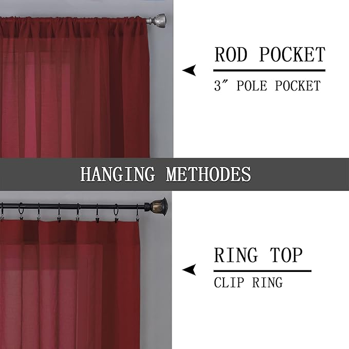 Tollpiz Short Sheer Curtain Linen Textured Living Room Curtains Sheer Light - Image 5