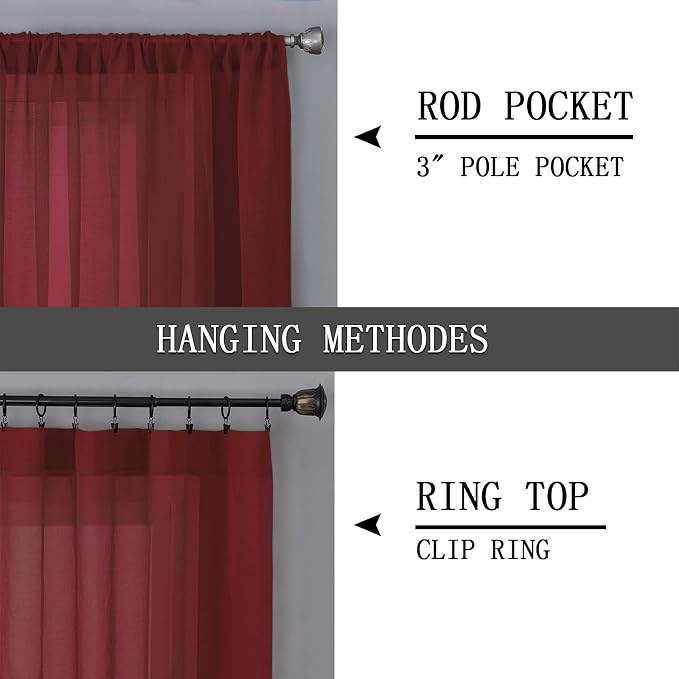 Tollpiz Sheer Curtains Linen Textured Bedroom Curtain Sheers Light Filtering - Image 5