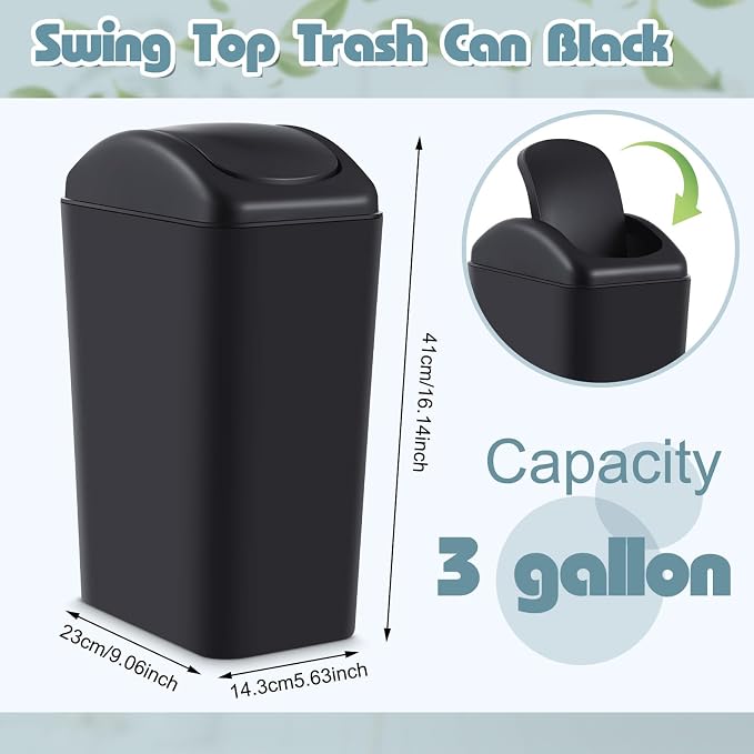 Hoolerry 2 Pcs 3 Gallon/12 Liter Small Trash Can Plastic Kitchen Garbage - Image 2