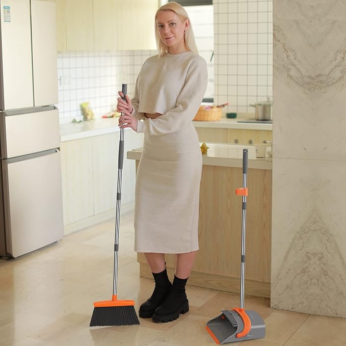 Broom and Dustpan Set for Home, Broom and Dustpan Combo for Office, Long Handle - Image 6