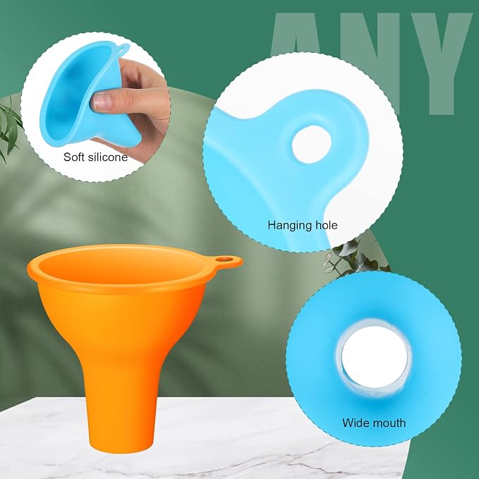 Silicone Funnels 4 Pieces Wide Mouth Funnel Flexible Condiment Sauce Canning Set - Image 3