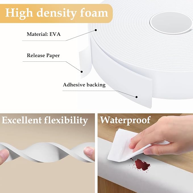 Weather Stripping Door Seal White, Self Adhesive Foam Tape High Density Foam - Image 3