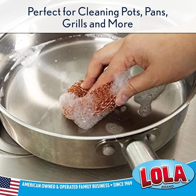 LOLA Copper Mesh Scouring Pad, 18 Grams, 12 Pack, Heavy Duty Cleaning Pads - Image 3