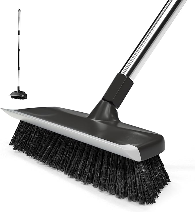 ITTAR Scrub Brush with Long Handle, Heavy-Duty Floor Cleaning Brush, 2-in-1 by ITTAR