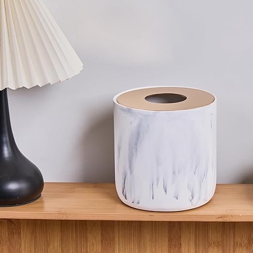 White Marble Textural Mini Trash Can - Image 7