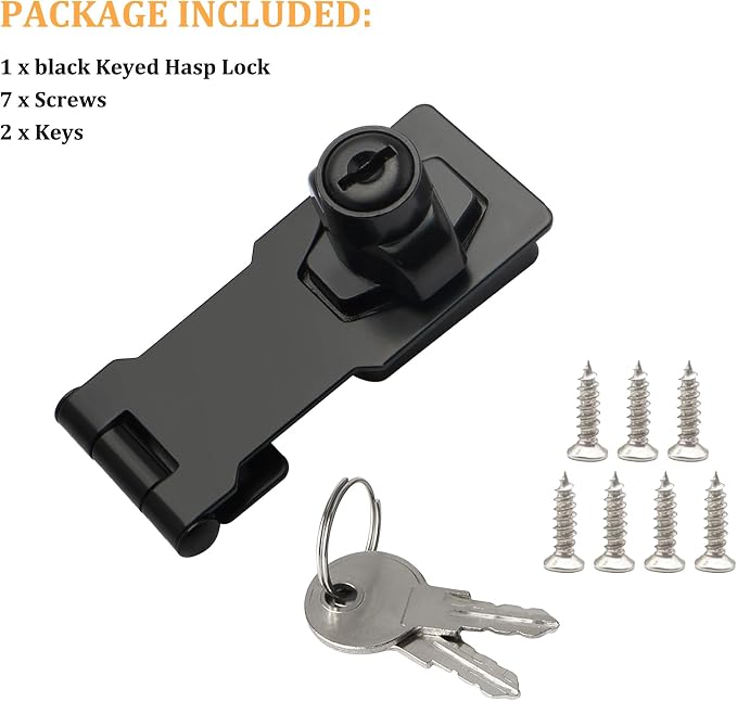Alise Keyed Hasp Lock, 2.5 Inch Safety Packlock Clasp Hasp Lock Latch - Image 7