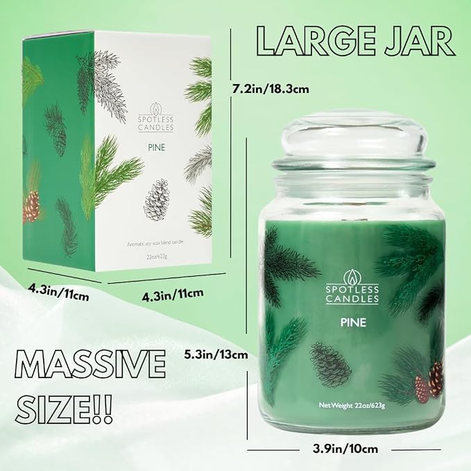Pine Candle - Large 22oz Glass Jar - Decorated Jar Within a Presentation Gift - Image 4