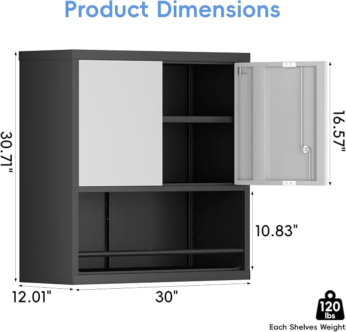 Metal Garage Cabinets, Lockable Storage Cabinet, Metal Cabinet - Image 3